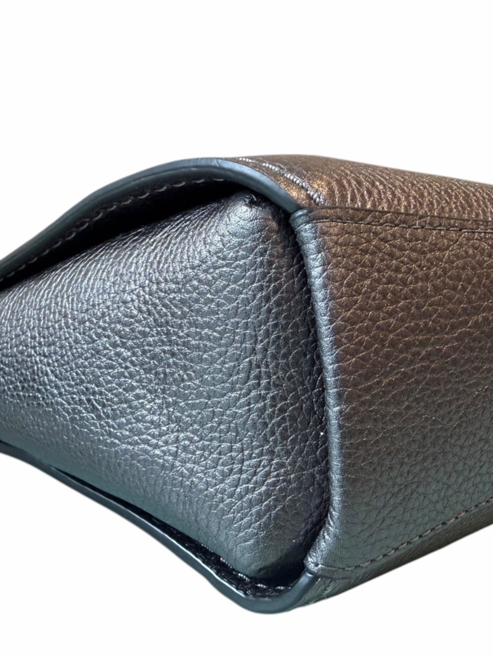 Coach Dark Gray Metallic Leather Dufflette Crossbody Graphite Bag - Picture 9 of 13
